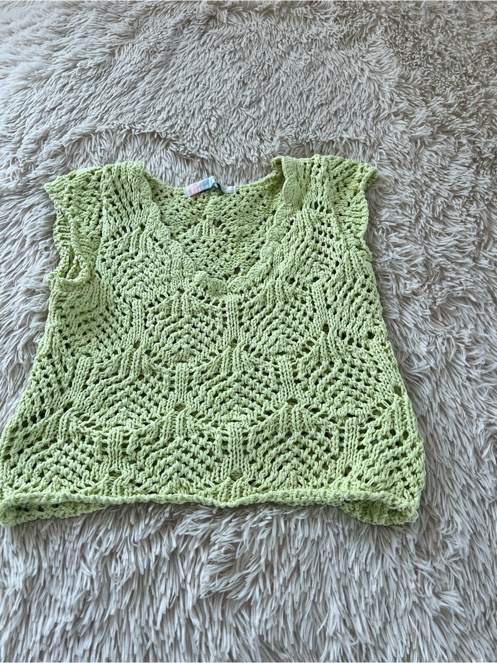 Free People Light Green Crochet Crop Top